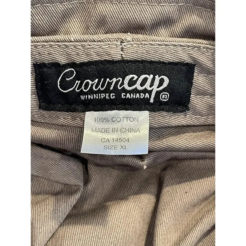 Crowncap Hat Cap Flat Brown Striped Cotton Twill Lined Lightweight Mens XL 22